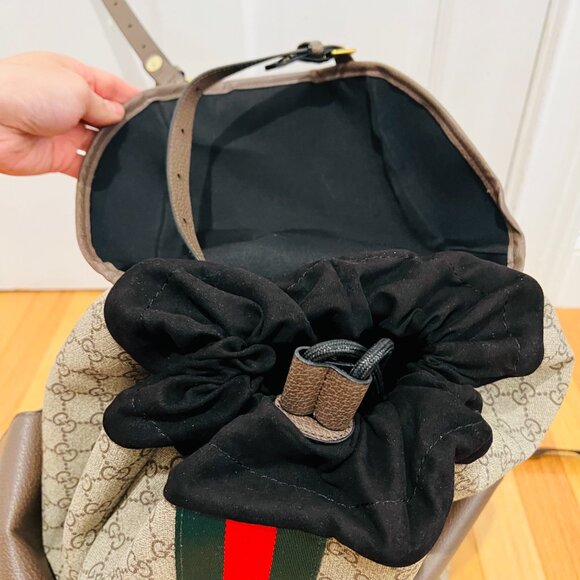 Gucci GG Supreme Monogram Medium Ophidia Double Buckle Backpack Brown - Picture 7 of 16